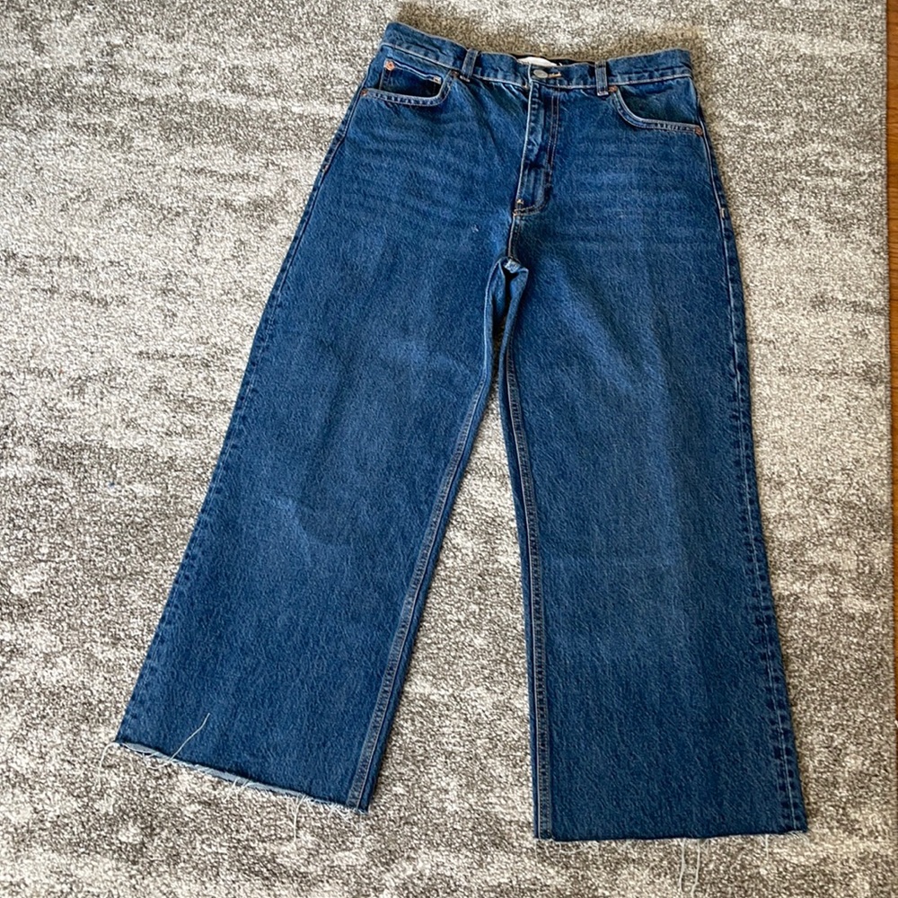 Zara cropped blue jeans #A